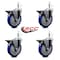 Service Caster 5'' Blue Poly Swivel 7/16'' Grip Ring Stem Caster Set with Brake, 4PK SCC-GR20S514-PPUB-BLUE-PLB-716138-4 - alternate 3